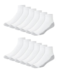 Hanes Double Tough Men's Ankle Socks, Shoe Sizes 12-14, 12-Pairs