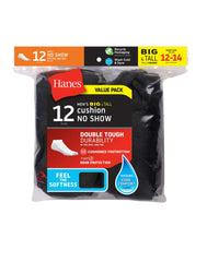 Hanes Double Tough Men's No Show Socks, Shoe Sizes 12-14, 12-Pairs