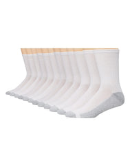Hanes Double Tough Men's Crew Socks, Shoe Sizes 6-12, 12-Pairs