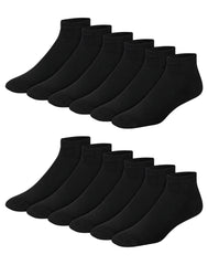 Hanes Double Tough Men's Ankle Socks, Shoe Sizes 6-12, 12-Pairs