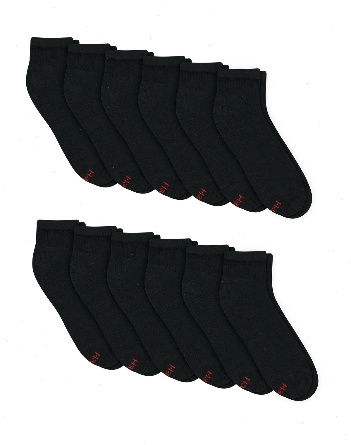 Hanes Double Tough Men's Ankle Socks, Shoe Sizes 6-12, 12-Pairs
