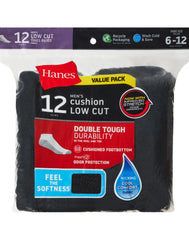Hanes Double Tough Men's Low Cut Socks, Shoe Sizes 6-12, 12-Pairs