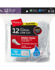 Hanes Double Tough Men's Low Cut Socks, Shoe Sizes 6-12, 12-Pairs