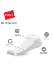 Hanes Men's Cushion No Show Socks, 6-Pairs