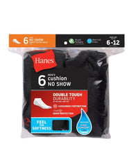 Hanes Men's Cushion No Show Socks, 6-Pairs