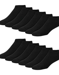 Hanes Double Tough Men's No-Show Socks, Shoe Sizes 6-12, 12-Pairs
