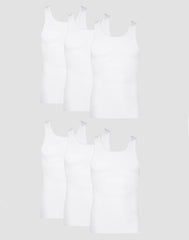 Hanes Men's Cotton Tank Undershirt, Moisture-Wicking, White, 6-Pack