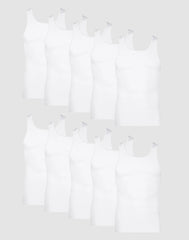 Hanes Men's Cotton Tank Undershirt, Moisture-Wicking, White, 10-Pack