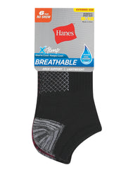 Hanes X-Temp Women's No Show Socks, Extended Sizes, 6-Pairs