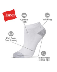 Hanes Women's Athletic Low Cut Socks, Full Sole Cushion, 10-Pairs