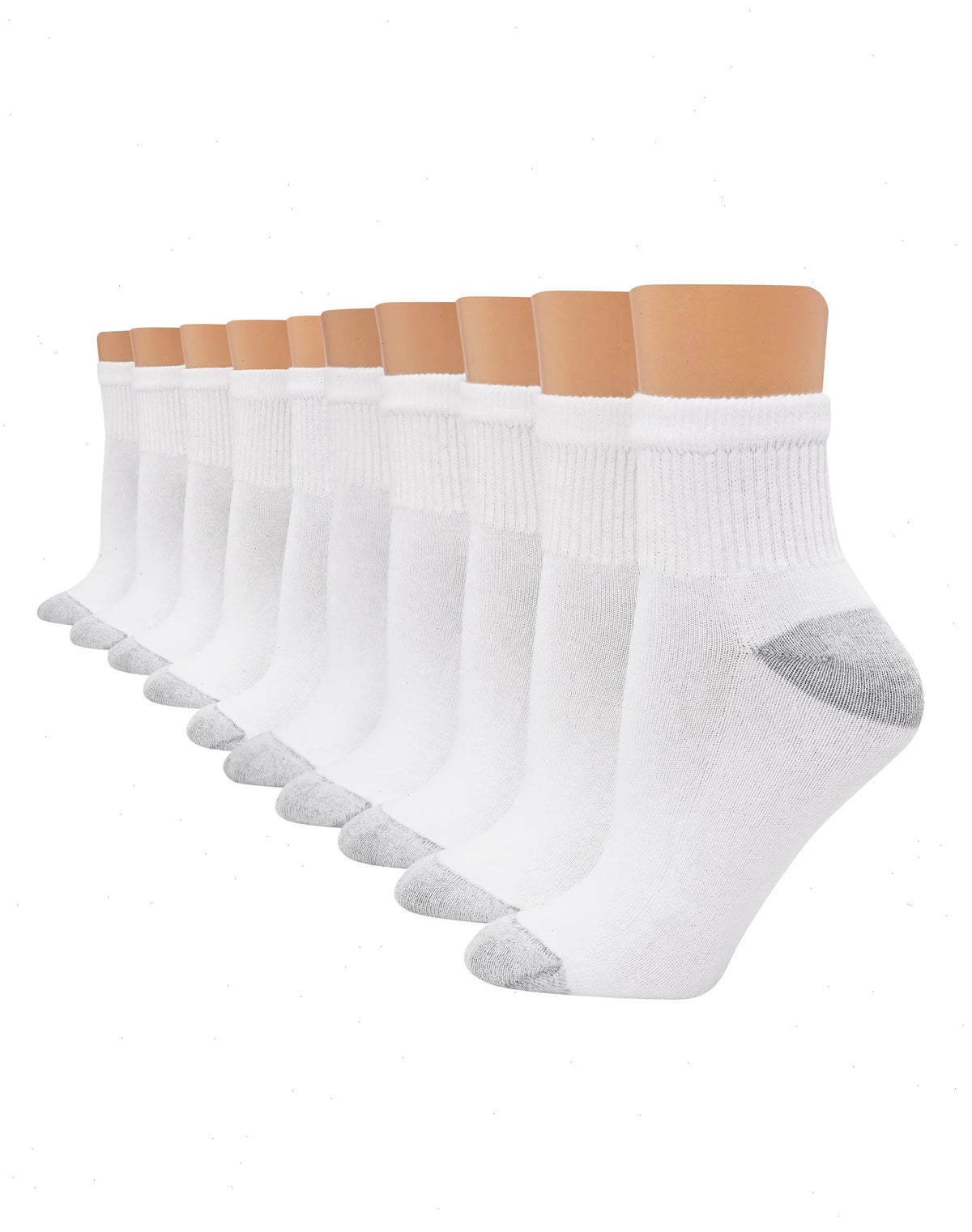 Hanes Women's Athletic Ankle Socks, Full Sole Cushion, Extended Sizes, 10-Pairs