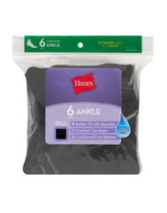 Hanes Women's Ankle Socks, Moisture-Wicking, Extended Sizes 8-12, 6-Pairs