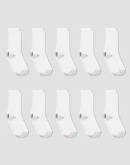 Hanes Women's Athletic Crew Socks, Full Sole Cushion, 10-Pairs