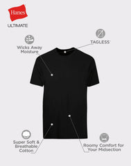 Hanes Ultimate Cotton Big Men&rsquo;s T-Shirt Pack, Black/Grey, 4-Pack, (Big &amp; Tall Sizes)