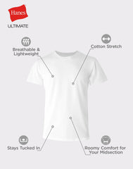 Hanes Ultimate Big Men's White T-Shirt Pack, Stretch Cotton, 3-Pack (Big & Tall Sizes)