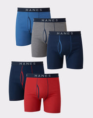 Hanes Ultimate Men's Boxer Brief Underwear, Ringer Style, 5-Pack