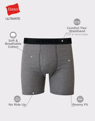 Hanes Ultimate Big Men’s Cotton Boxer Brief Underwear, 4-Pack (Big &amp; Tall Sizes)