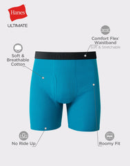 Hanes Ultimate Big Men&rsquo;s Cotton Boxer Brief Underwear, Blue-Red, 4-Pack (Big &amp; Tall Sizes)