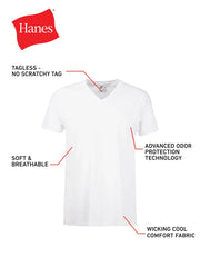Hanes Men's Undershirt Pack, V-Neck, Moisture-Wicking Cotton with Odor Control, 6-Pack
