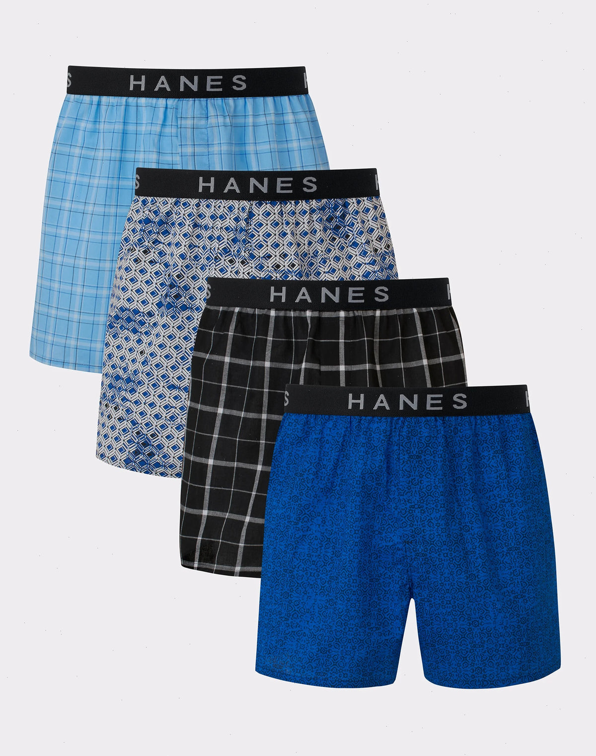 Hanes Ultimate Big Men&rsquo;s Woven Boxer Underwear, Assorted Prints, 4-Pack (Big &amp; Tall Sizes)