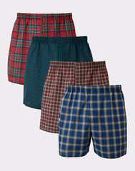 Hanes Ultimate Big Men&rsquo;s Woven Boxer Underwear, Tartan Prints, 4-Pack, (Big &amp; Tall Sizes)