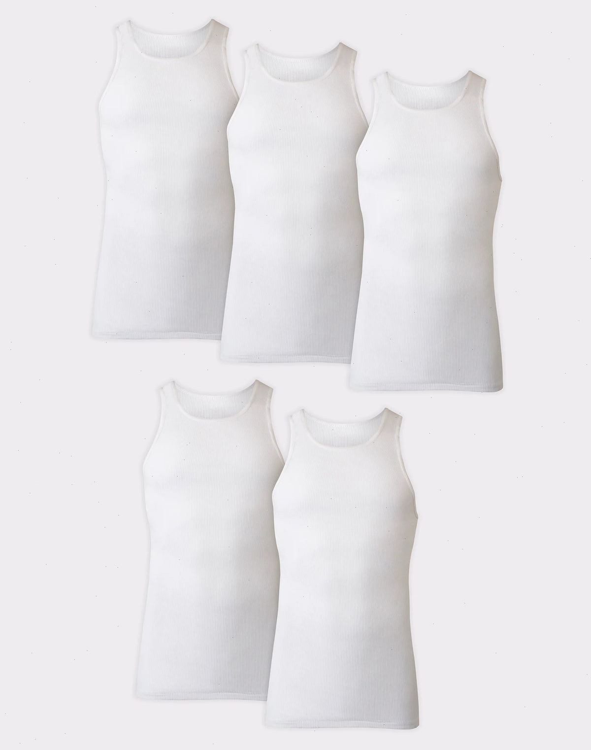 Hanes Ultimate Big Men&rsquo;s White Tank Top Undershirt Pack, Cotton, 5-Pack, (Big &amp; Tall Sizes)