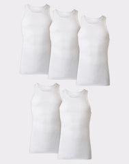 Hanes Ultimate Big Men&rsquo;s White Tank Top Undershirt Pack, Cotton, 5-Pack, (Big &amp; Tall Sizes)