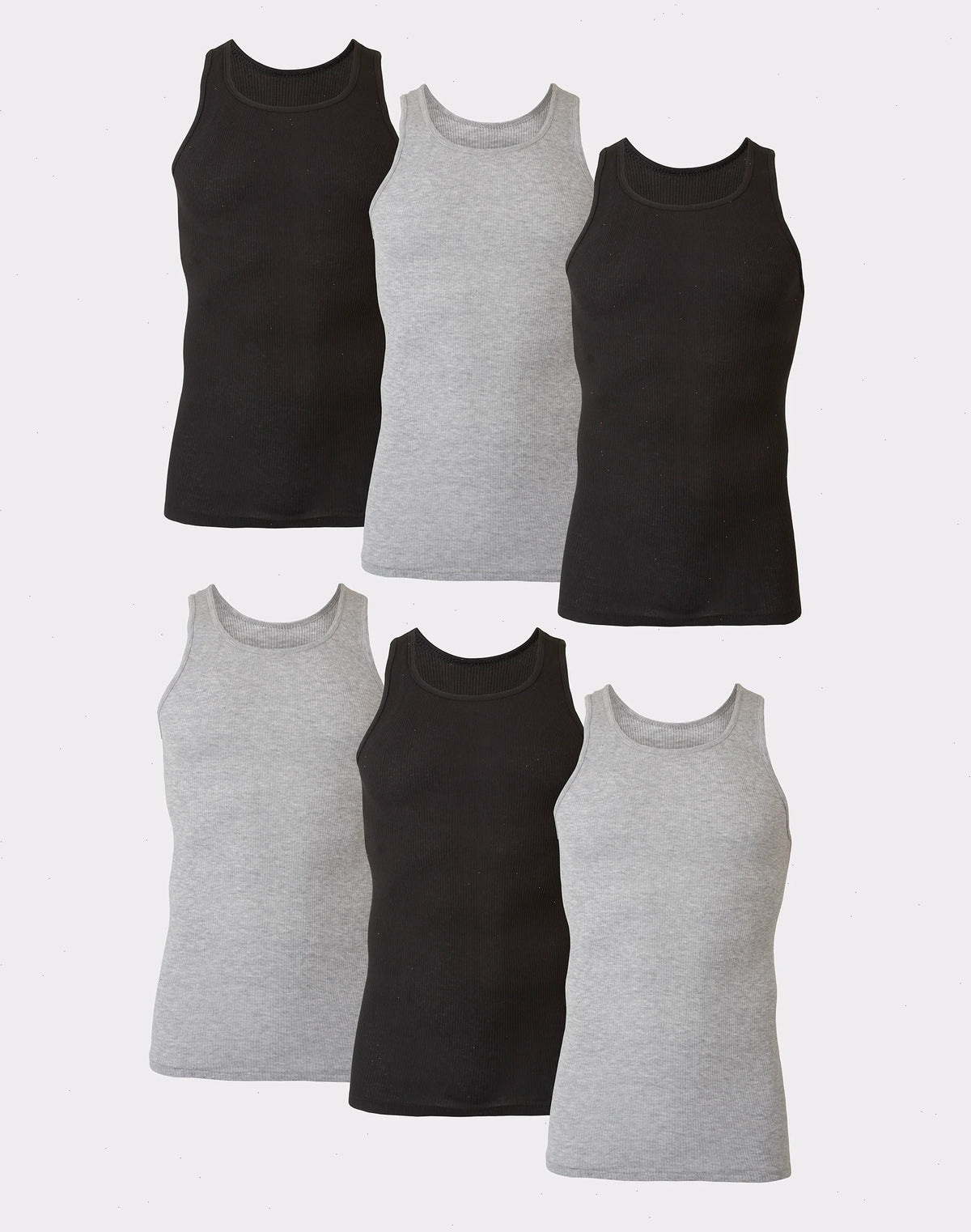 Hanes Ultimate ComfortSoft Men's Tank Undershirt, Black/Grey, 6-Pack