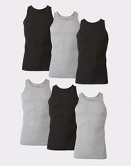 Hanes Ultimate ComfortSoft Men's Tank Undershirt, Black/Grey, 6-Pack