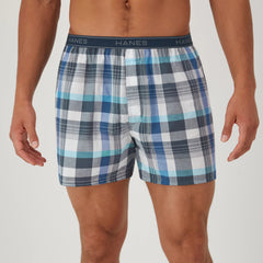 Hanes Men's Boxer Underwear, Moisture-Wicking, Plaids, 6-Pack