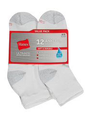 Hanes Ultimate Men's Ankle Socks, 12-Pairs