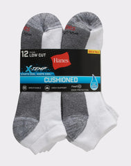 Hanes X-Temp Men's Cushioned Low Cut Socks, 12-Pairs