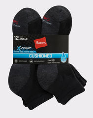 Hanes Men's X-Temp Cushioned Ankle Socks, 12-Pairs