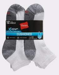 Hanes Men's X-Temp Cushioned Ankle Socks, 12-Pairs