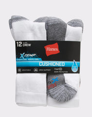 Hanes Men&rsquo;s Cushioned Crew Socks, X-Temp, 12-Pairs
