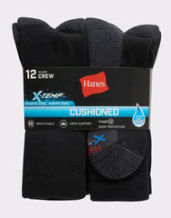 Hanes Men&rsquo;s Cushioned Crew Socks, X-Temp, 12-Pairs