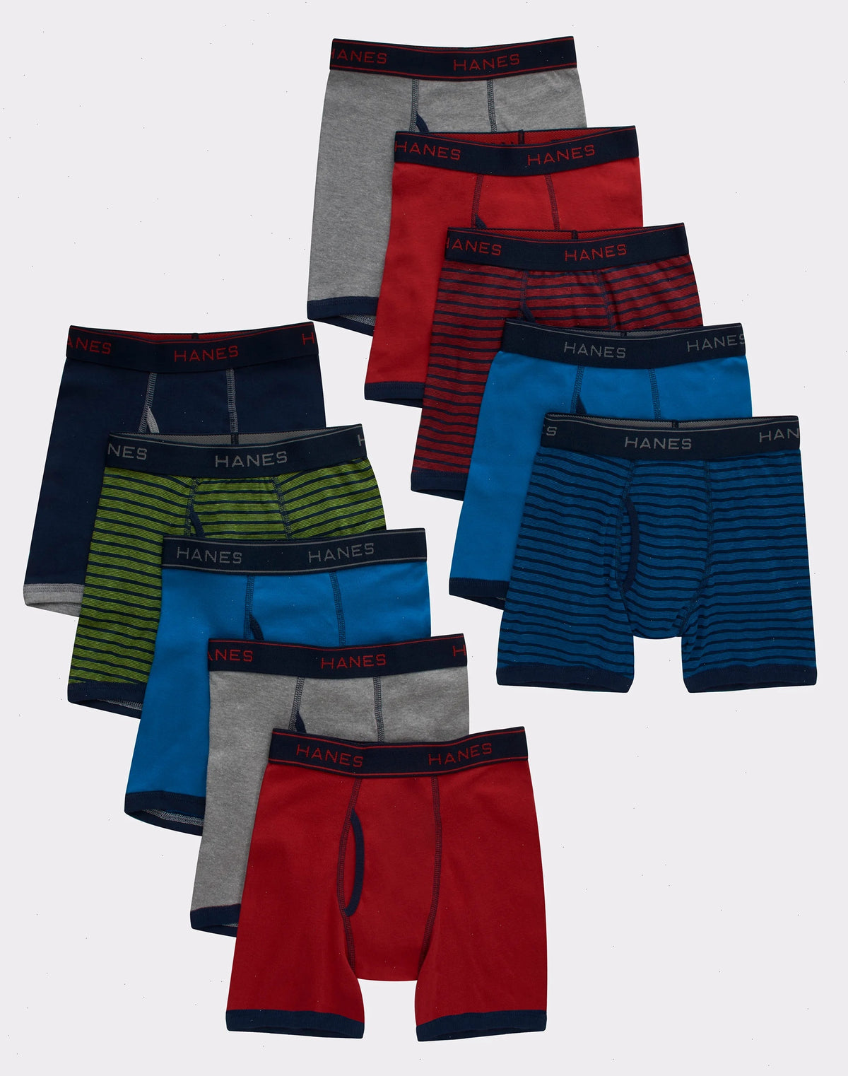 Hanes Comfort Flex Fit Boys' Ringer Boxer Brief Underwear, 10-Pack