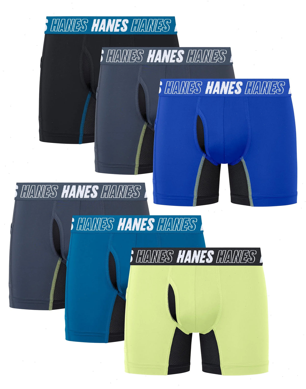 Hanes Moves Boys' Anti-Chafe Boxer Brief Underwear, Assorted, 6-Pack