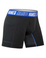 Hanes Moves Boys' Anti-Chafe Boxer Brief Underwear, Black, 6-Pack