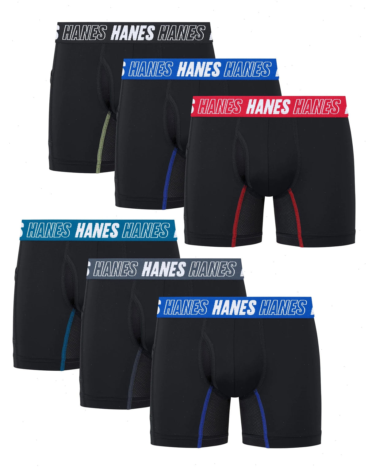 Hanes Moves Boys' Anti-Chafe Boxer Brief Underwear, Black, 6-Pack