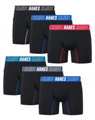 Hanes Moves Boys' Anti-Chafe Boxer Brief Underwear, Black, 6-Pack