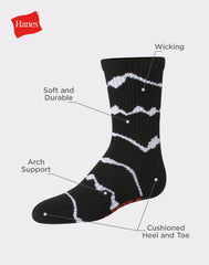 Hanes Originals Boys' Crew Socks Pack, Moisture Wicking, 3-Pairs