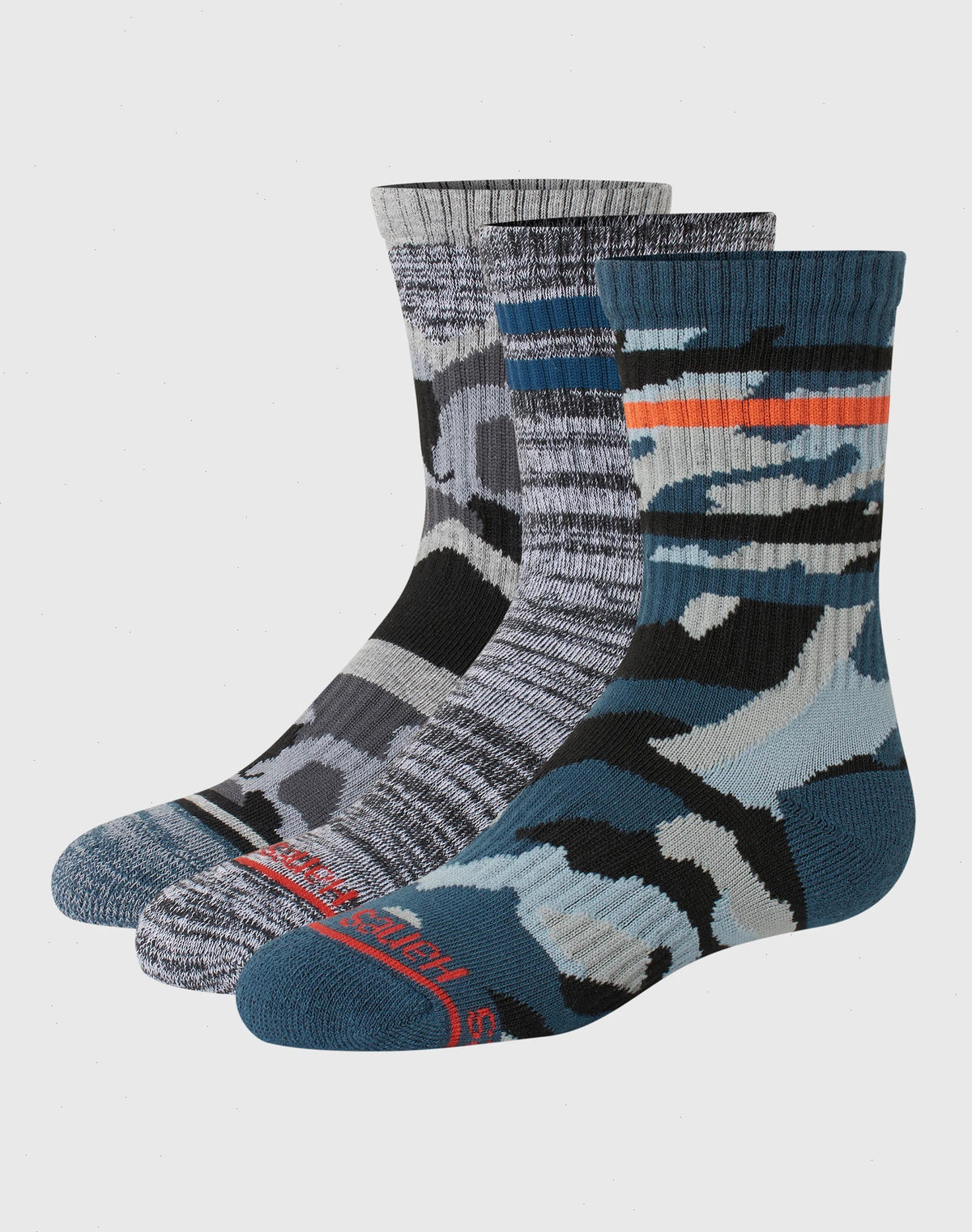 Hanes Originals Boys' Crew Socks Pack, Moisture Wicking, 3-Pairs