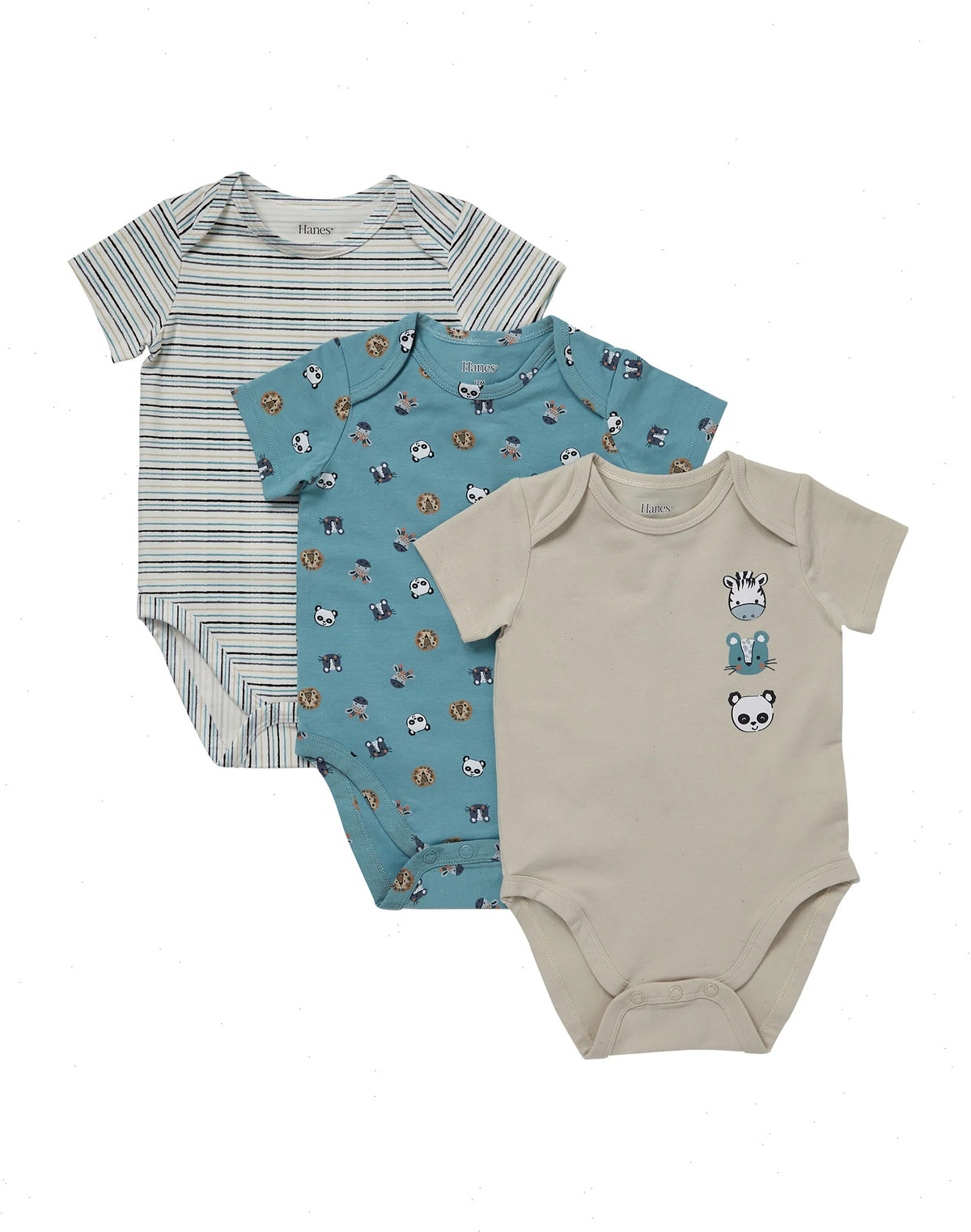 Hanes Pure Comfort Baby Short Sleeve Bodysuits, Organic Cotton, Boys &amp; Girls, 3-Pack