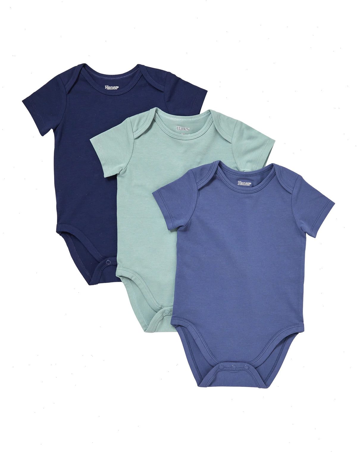 Hanes Pure Comfort Baby Short Sleeve Bodysuits, Organic Cotton, Boys &amp; Girls, 3-Pack