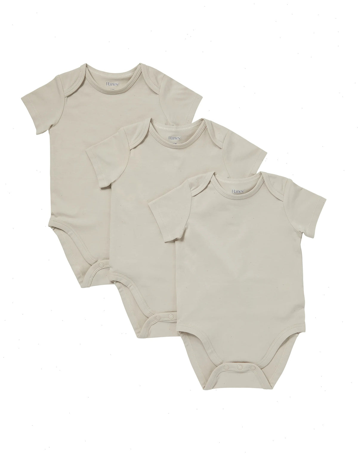 Hanes Pure Comfort Baby Short Sleeve Bodysuits, Organic Cotton, Boys &amp; Girls, 3-Pack
