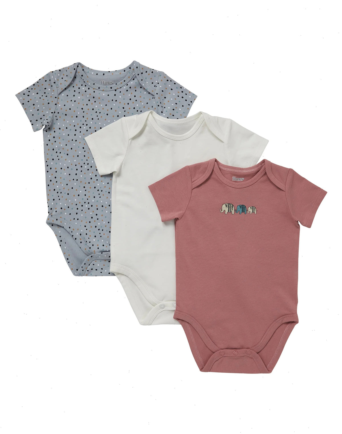 Hanes Pure Comfort Baby Short Sleeve Bodysuits, Organic Cotton, Boys &amp; Girls, 3-Pack