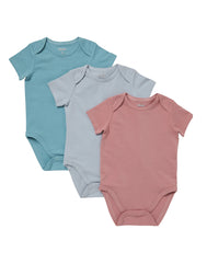 Hanes Pure Comfort Baby Short Sleeve Bodysuits, Organic Cotton, Boys &amp; Girls, 3-Pack