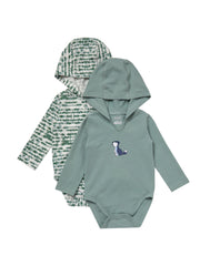 Hanes Pure Comfort Baby Long Sleeve Hooded Bodysuits, Organic Cotton, Boys &amp; Girls, 2-Pack