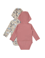 Hanes Pure Comfort Baby Long Sleeve Hooded Bodysuits, Organic Cotton, Boys &amp; Girls, 2-Pack